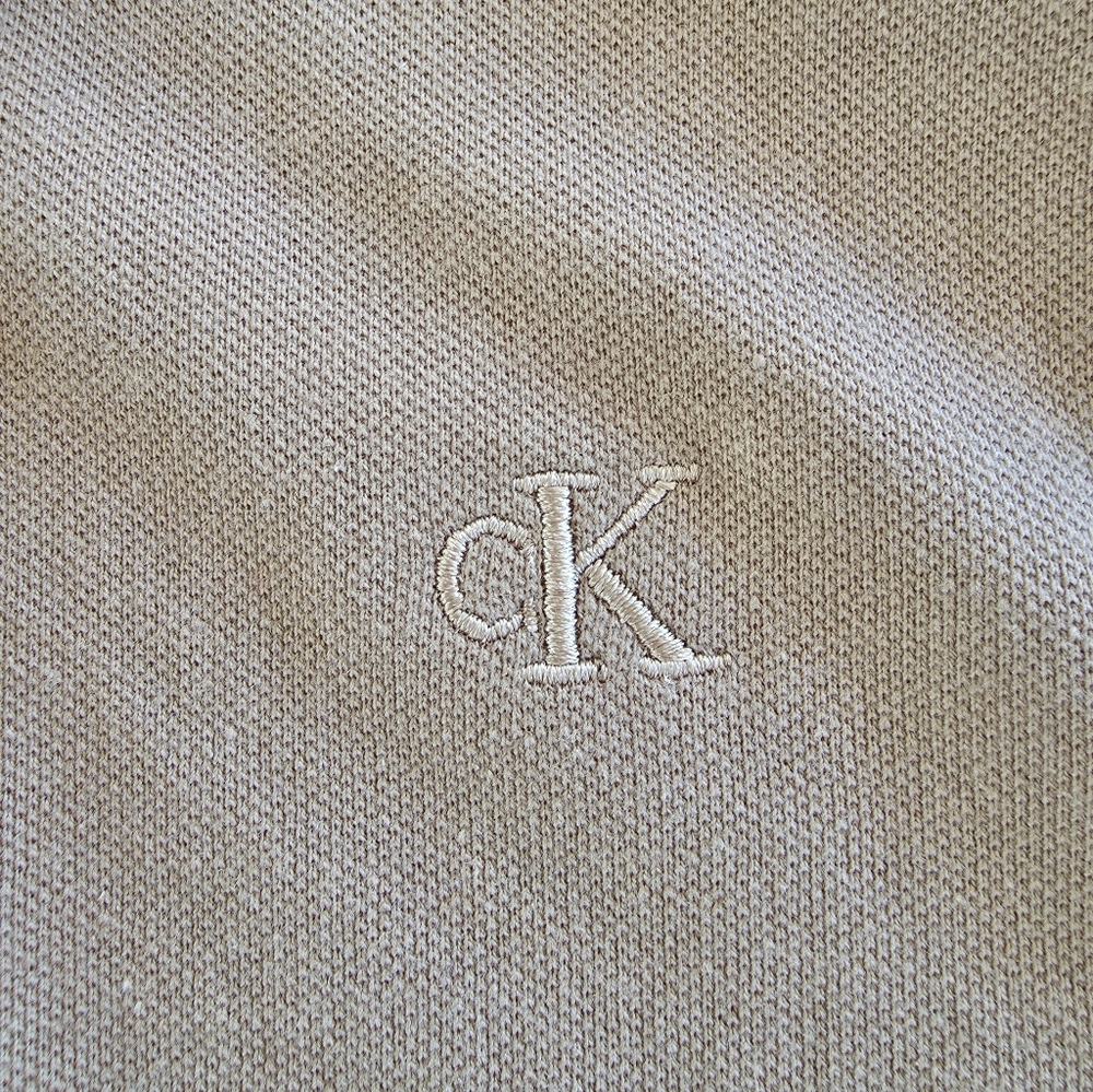Calvin Klein Jeans Camel Polo Shirt Tan Neutral Minimalist Classic Cotton Top - Picture 3 of 7